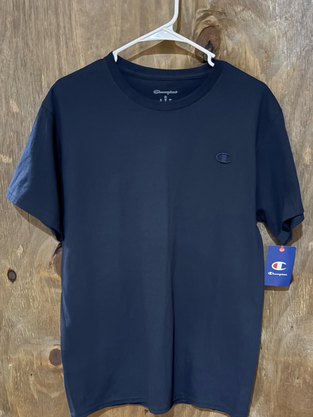 Champion Navy Short Sleeve Crewneck Tee with Tone-on-Tone Logo